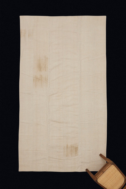 All Natural Cream Colored Turkish Six Band Woven Carpet (5' 5" x 9' 9")