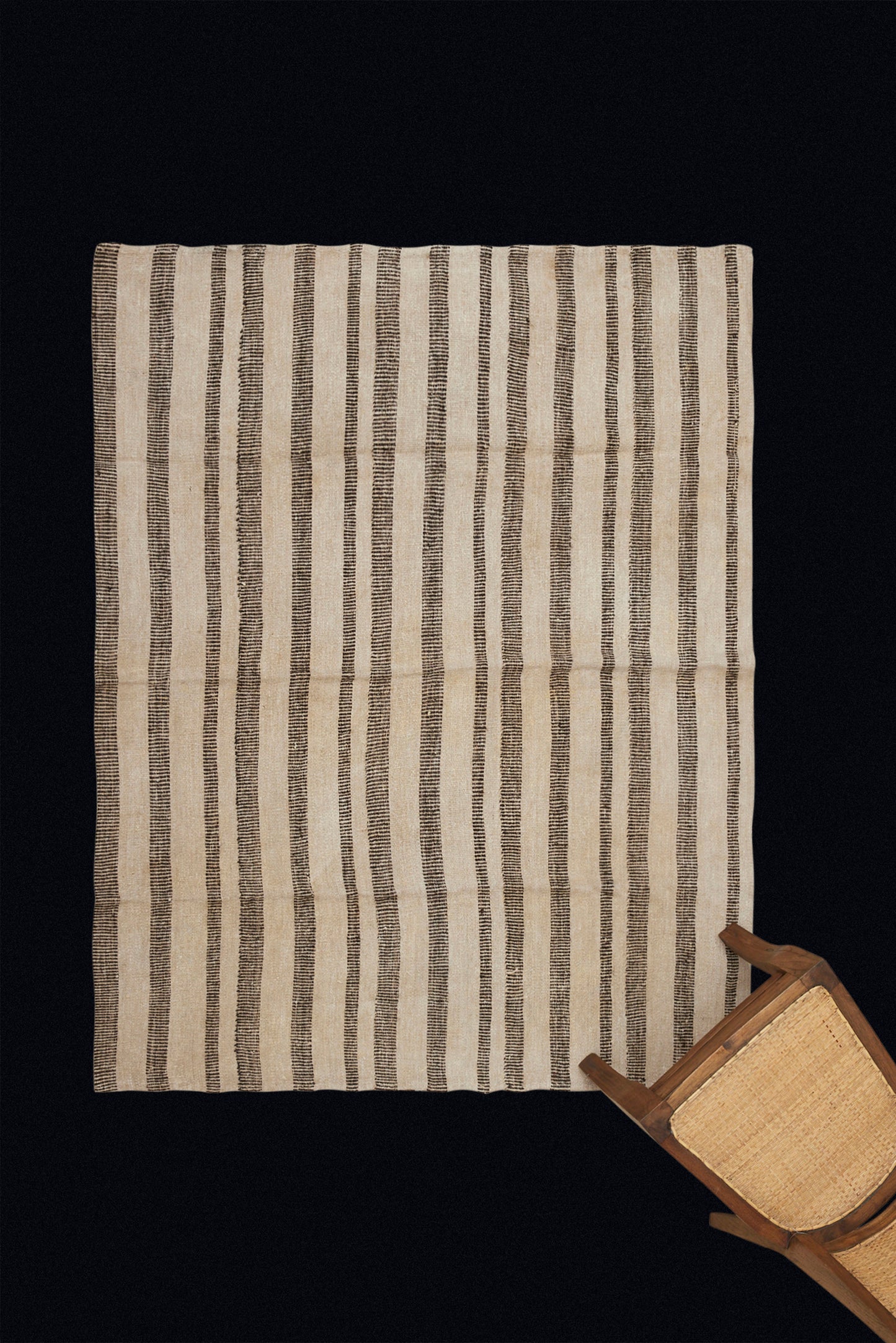 Flat Woven All-Natural Hemp and Goat Hair Kilim from Northern Iran (4' 5" x 5' 9")