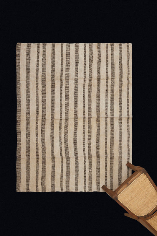 Flat Woven All-Natural Hemp and Goat Hair Kilim from Northern Iran (4' 5" x 5' 9")