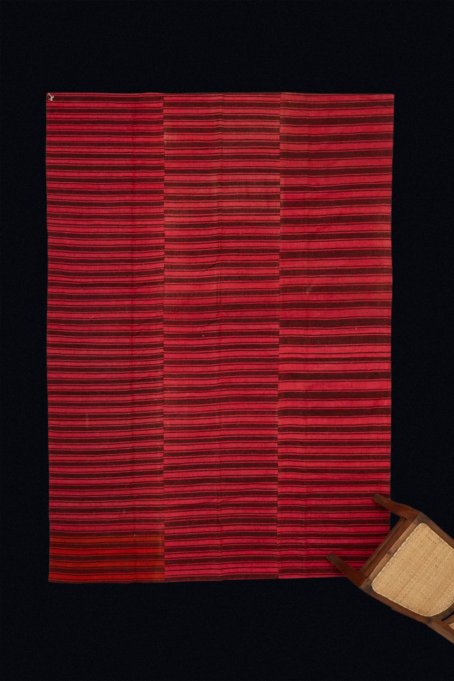 Magenta and Brown Striped Flat Woven Mersin Carpet (5' 10" x 8' 8")