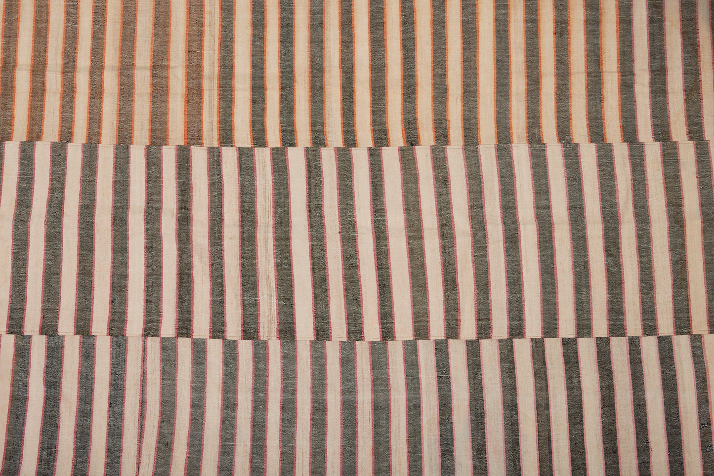 Mersin Carpet with Brown and Red Stripes from Northern Iran with a Cotton Backing (5' 10" x 8' 8")