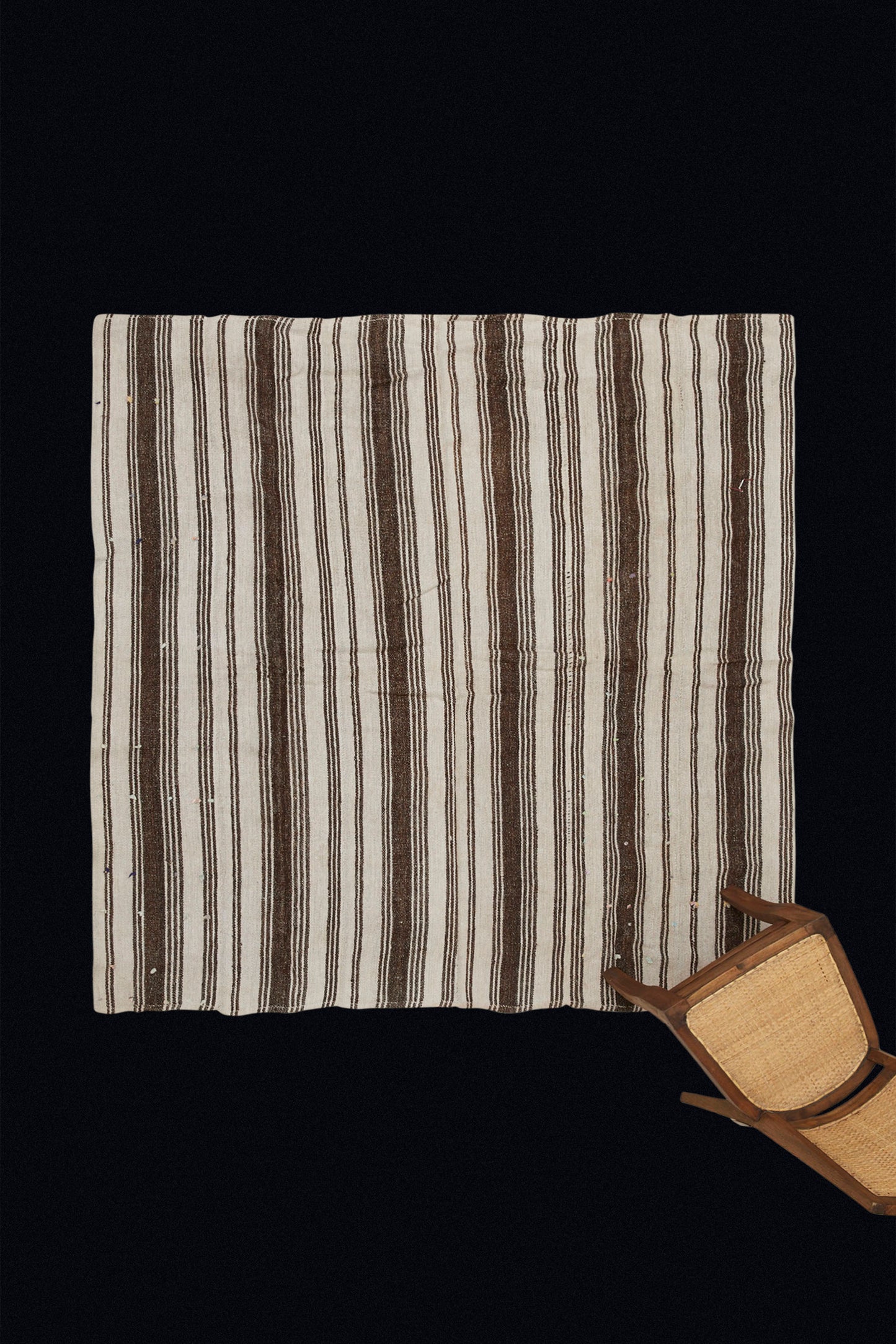 Flat Woven Natural Hemp and Goat Hair Carpet from the Northern border with Iran (6'5" x 6' 5")