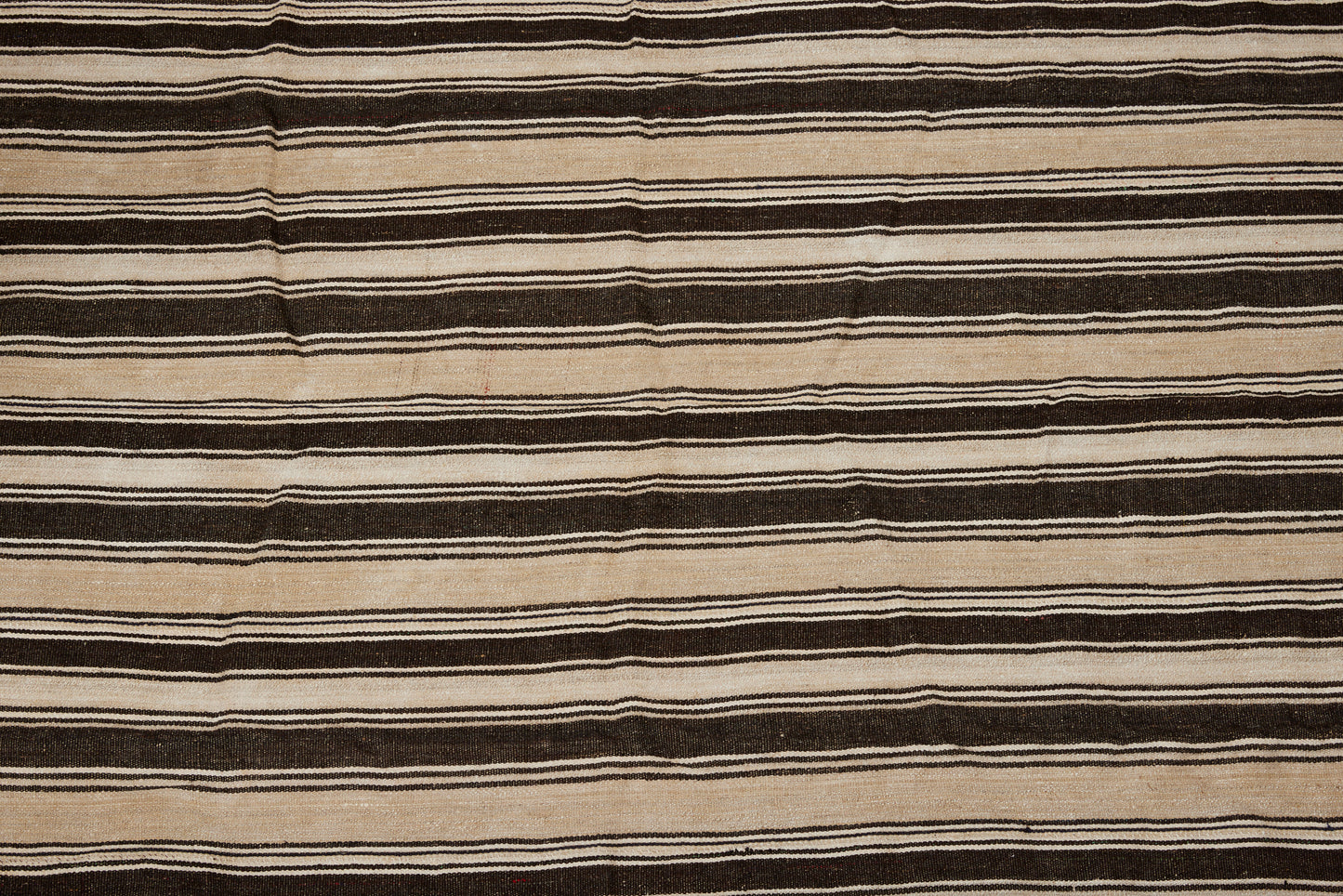Medium Hemp Carpet with Broad Chocolate Brown Goat Hair Stripes Running Horizontally (5' 3" x 6' 7")
