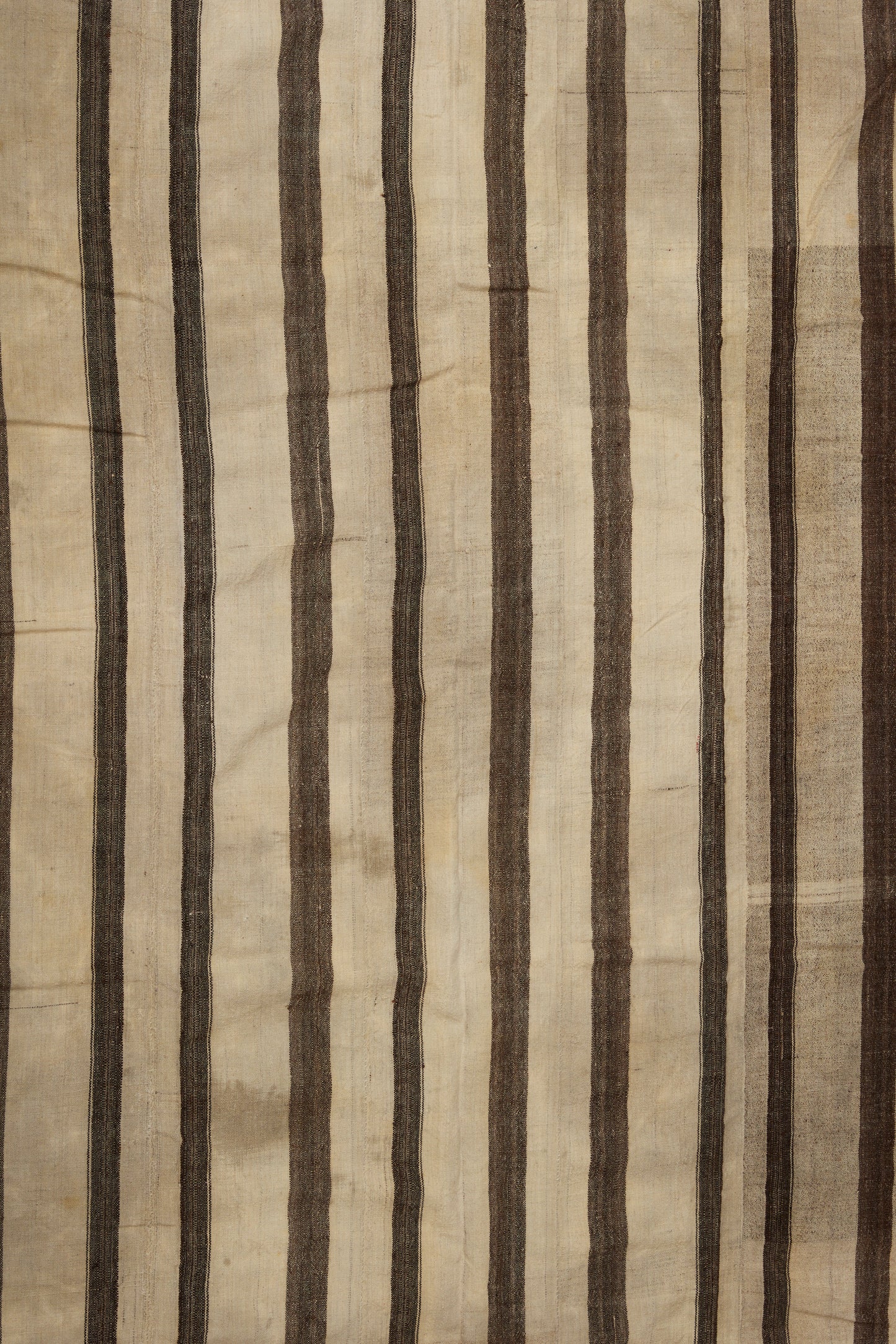 Natural Wool Broad Chocolate Striped Textile (9' 3" x 5' 4")