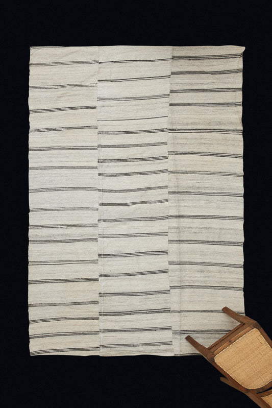 Cotton Goat Hair Mersin Tent Wall from Northern Iran - Thin Chocolate Stripes (5' 10" x 9' 3")
