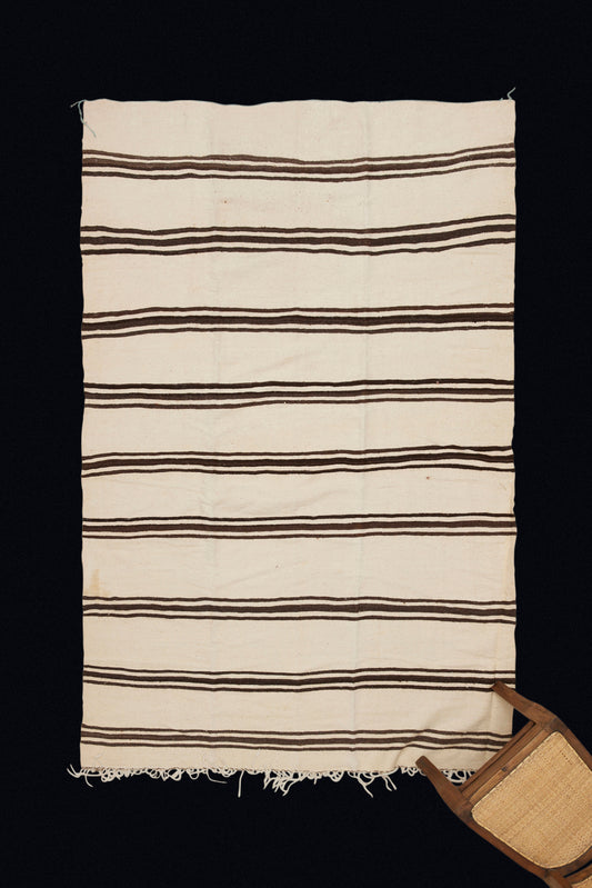 Berber All Natural Wool Striped Blanket with Cotton Weave (5' x 8' 3")