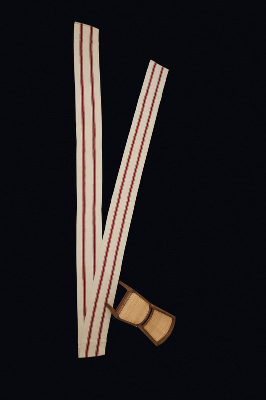 Red and Cream Wool Runner from Anatolia (16" x 33')