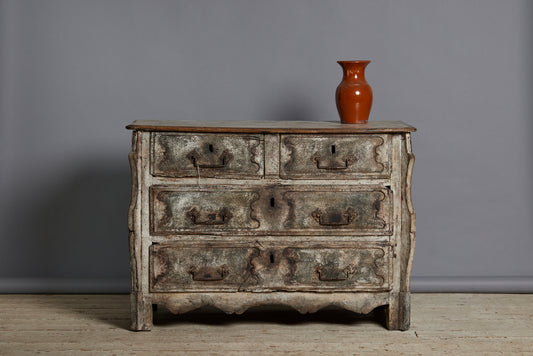 18th Century White Washed Commode with Steel Pulls