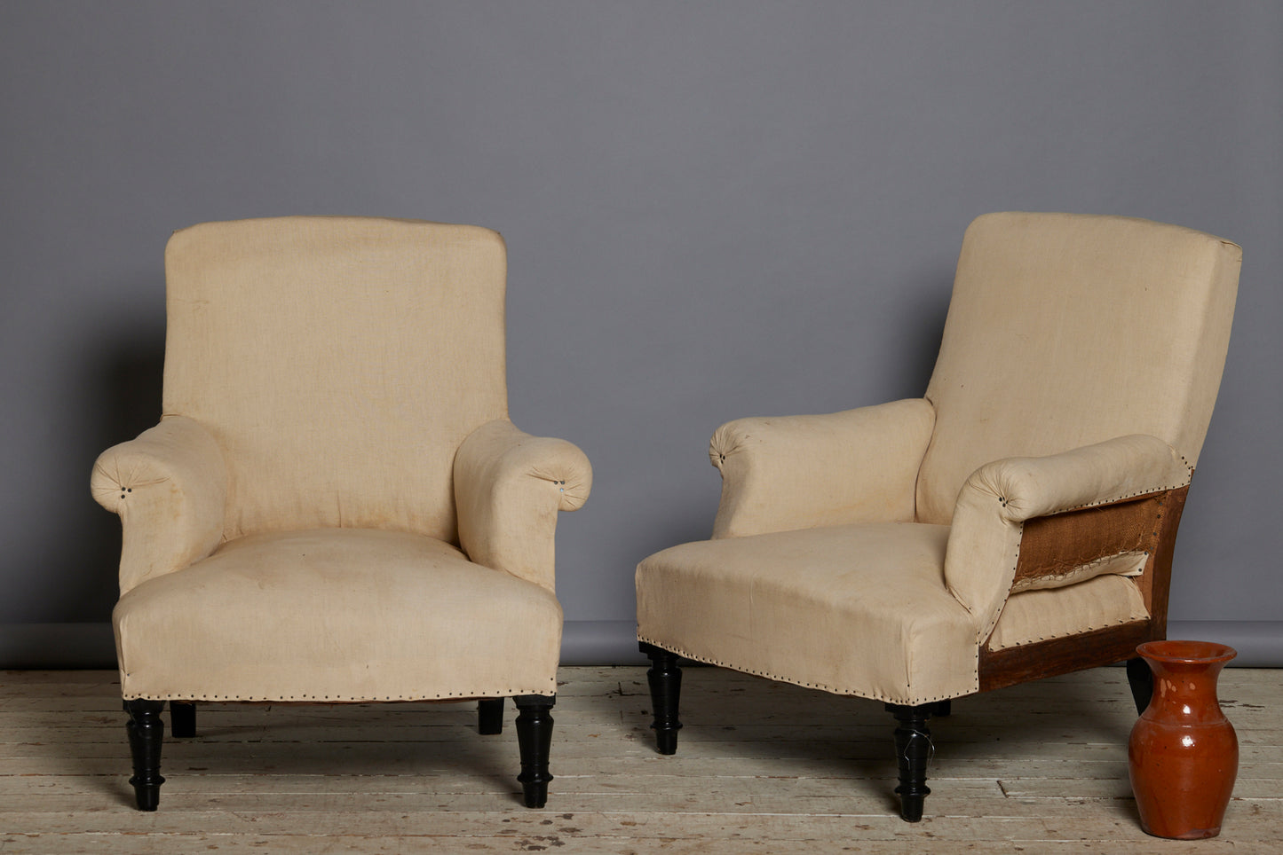 Pair of 19th Century French Upholstered Armchairs