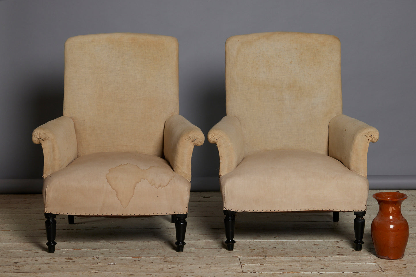 Pair of French Upholstered Armchairs 