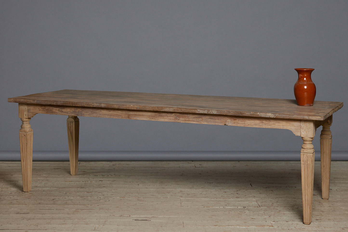 Late 19th Early 20th Century Readed Leg Bleached Teak Dining Table
