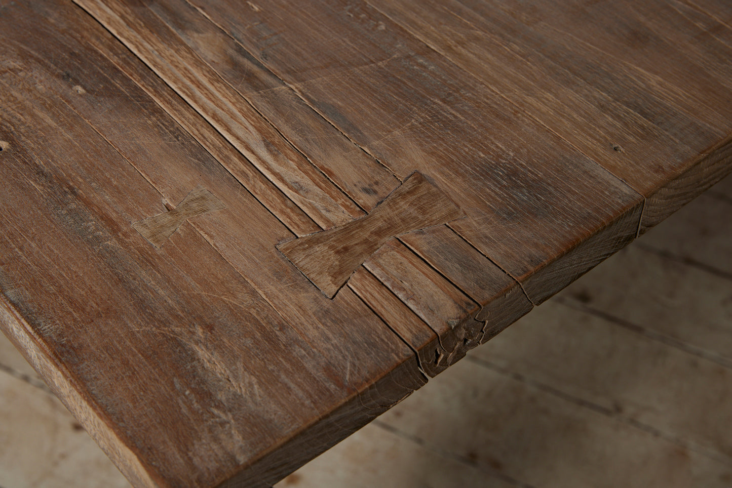 Late 19th Early 20th Century Readed Leg Bleached Teak Dining Table