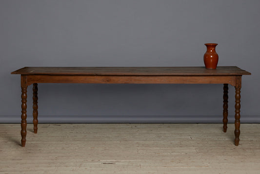 Dutch Colonial Teak Dining Table with Shaped Legs
