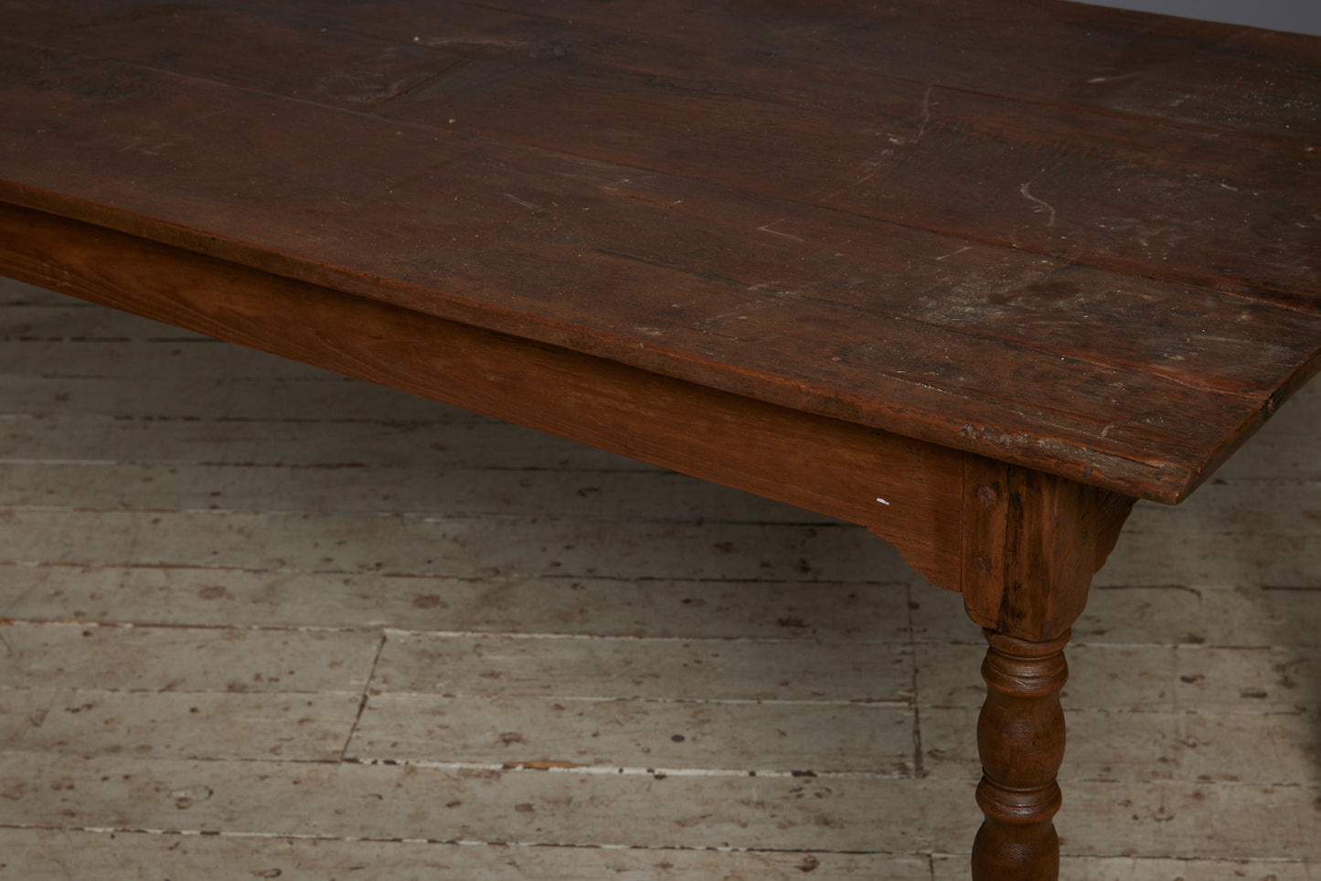 Dutch Colonial Teak Dining Table with Shaped Legs