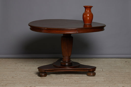 Round Teak Dutch Colonial Pedestal Base Dining Table