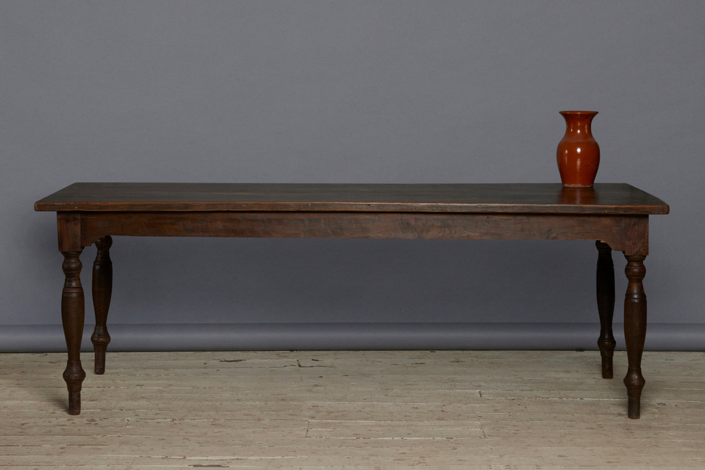 Thick Top Teak Long Dining Table with Delicately Turned Legs