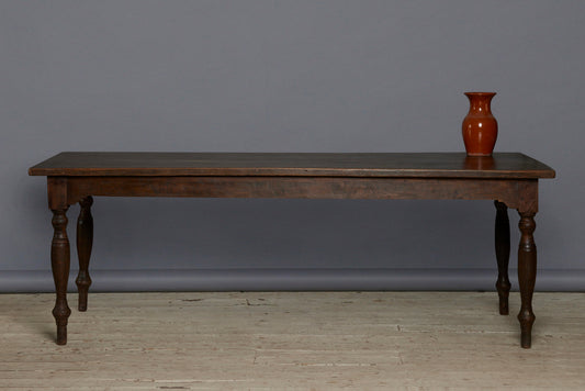 Thick Top Teak Long Dining Table with Delicately Turned Legs
