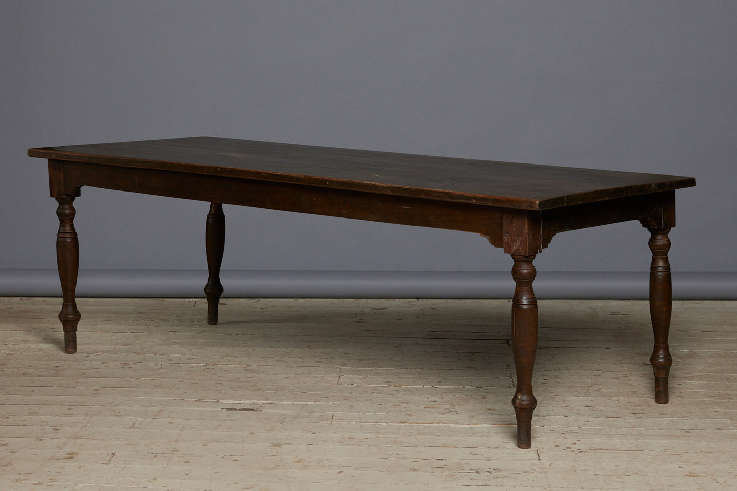 Thick Top Teak Long Dining Table with Delicately Turned Legs