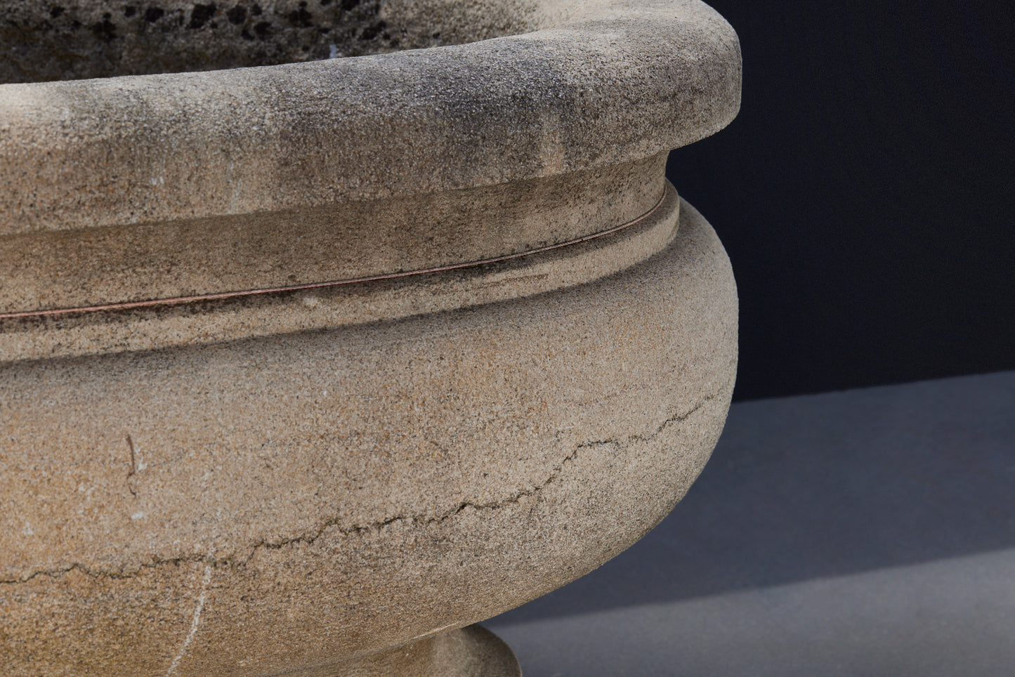 Late 18th to Early 19th Century Large Carved French Limestone Oval Shaped Garden Urn