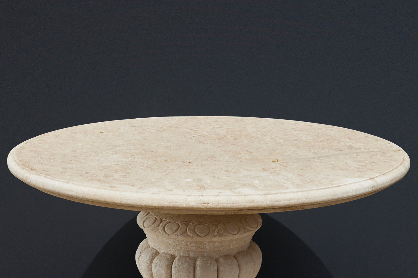 Hand Carved French Hard Limestone Round Table with a Gadrooned Base