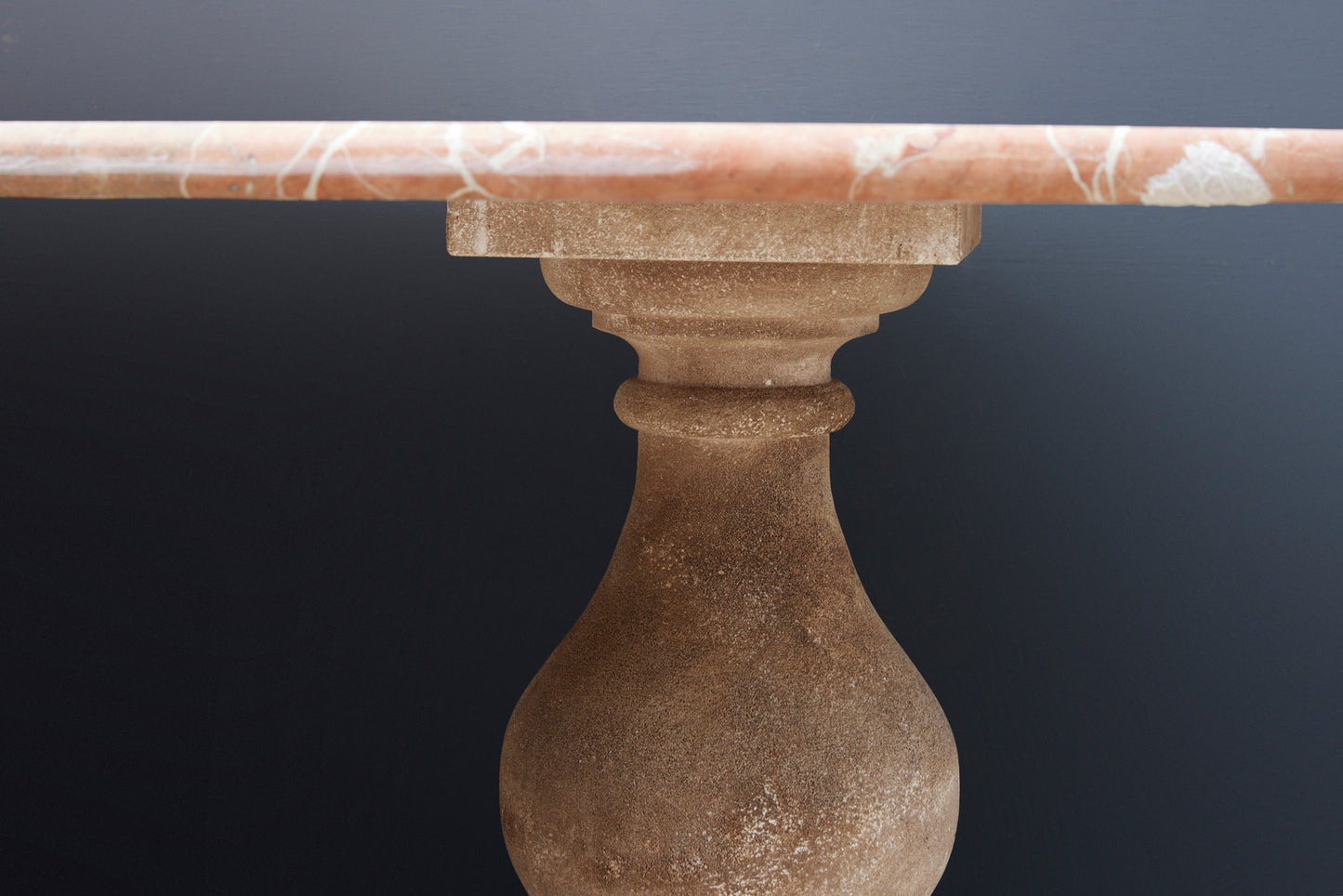 Large Red French Marble Oval Top Baluster Base French Table