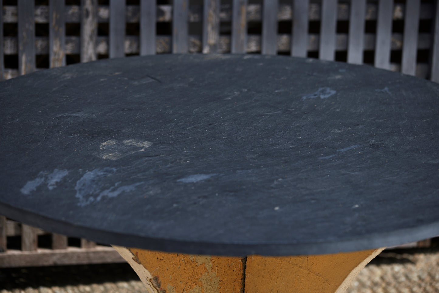 French 40s Slate Top Cement Base Table from Anjou