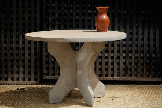 Round French 40s Cement Table with a Nice Patina from Anjou
