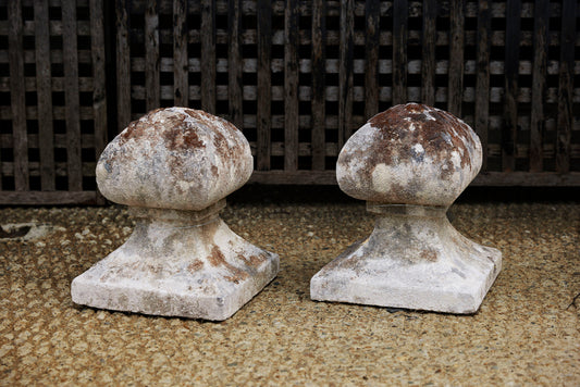 19th Century Pair of French Limestone Pier Finials