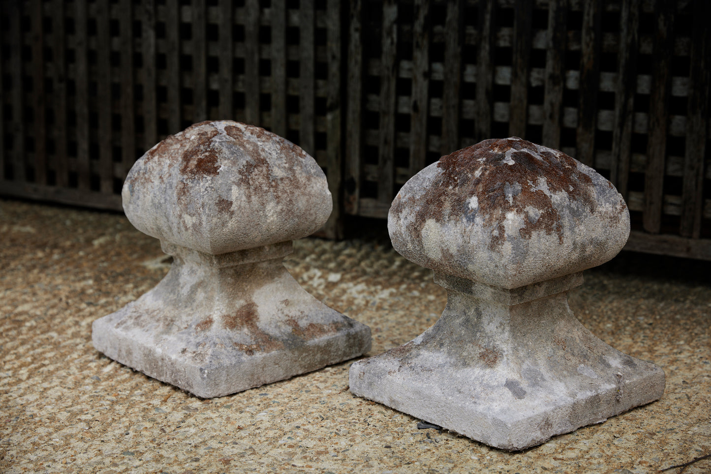 19th Century Pair of French Limestone Pier Finials