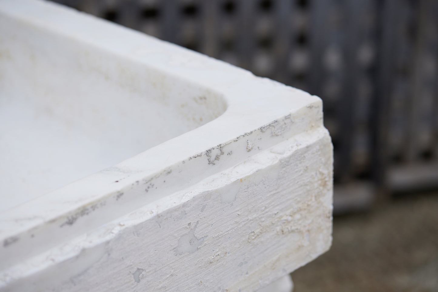 Late 19th/Early 20th Century Square White Marble Sink Hewn from a Single Slab