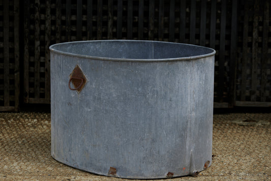 Large Oval French Zinc Tub for Wine Production