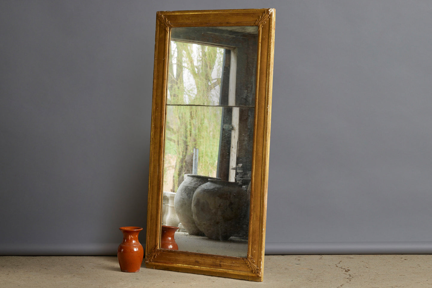 Tall Mid to Late 18th Century Two Part French Gilt Mirror