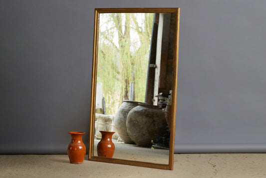 Large 19th Century French Gilt Mirror with a Simple Frame