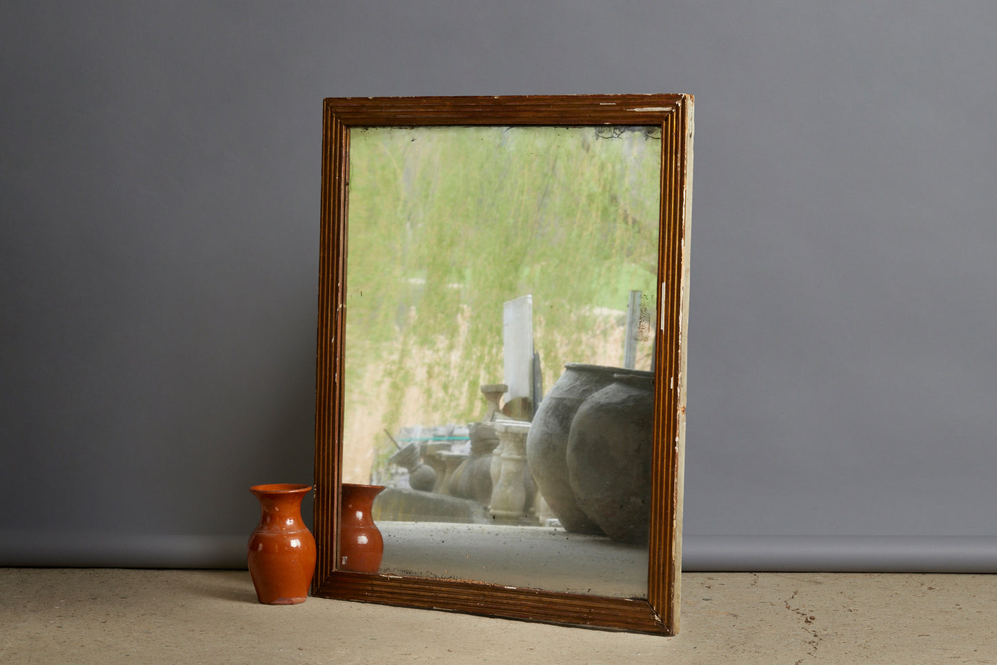 Large 18th Century French Mirror w/ Reeded Gilt Frame