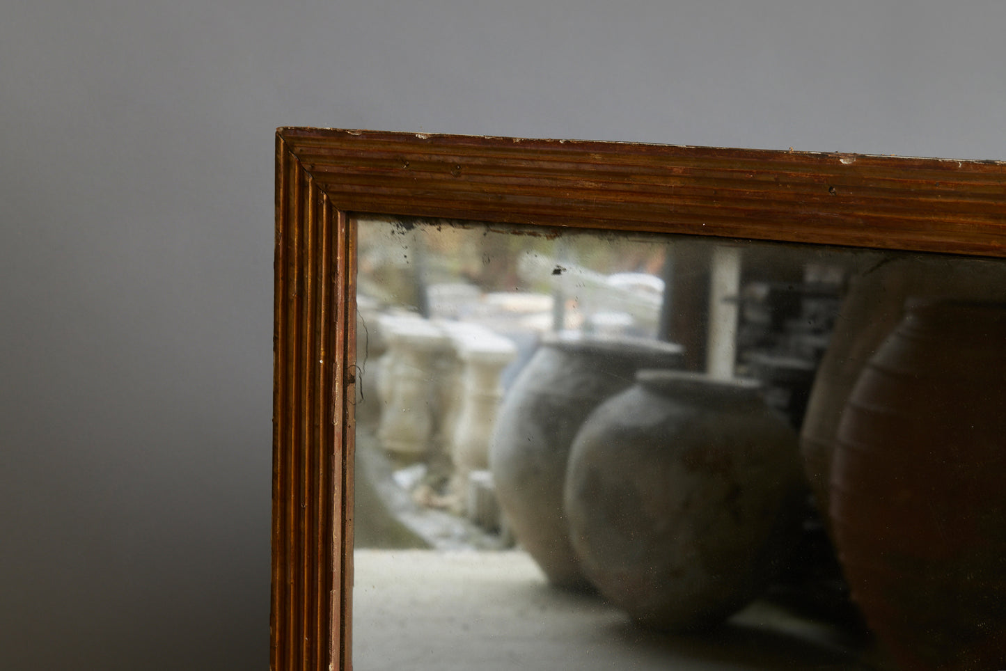Large 18th Century French Mirror w/ Reeded Gilt Frame