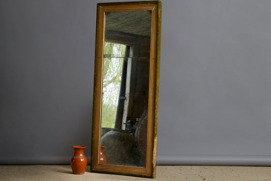 19th Century Two Part French Mirror with Green Velvet Frame