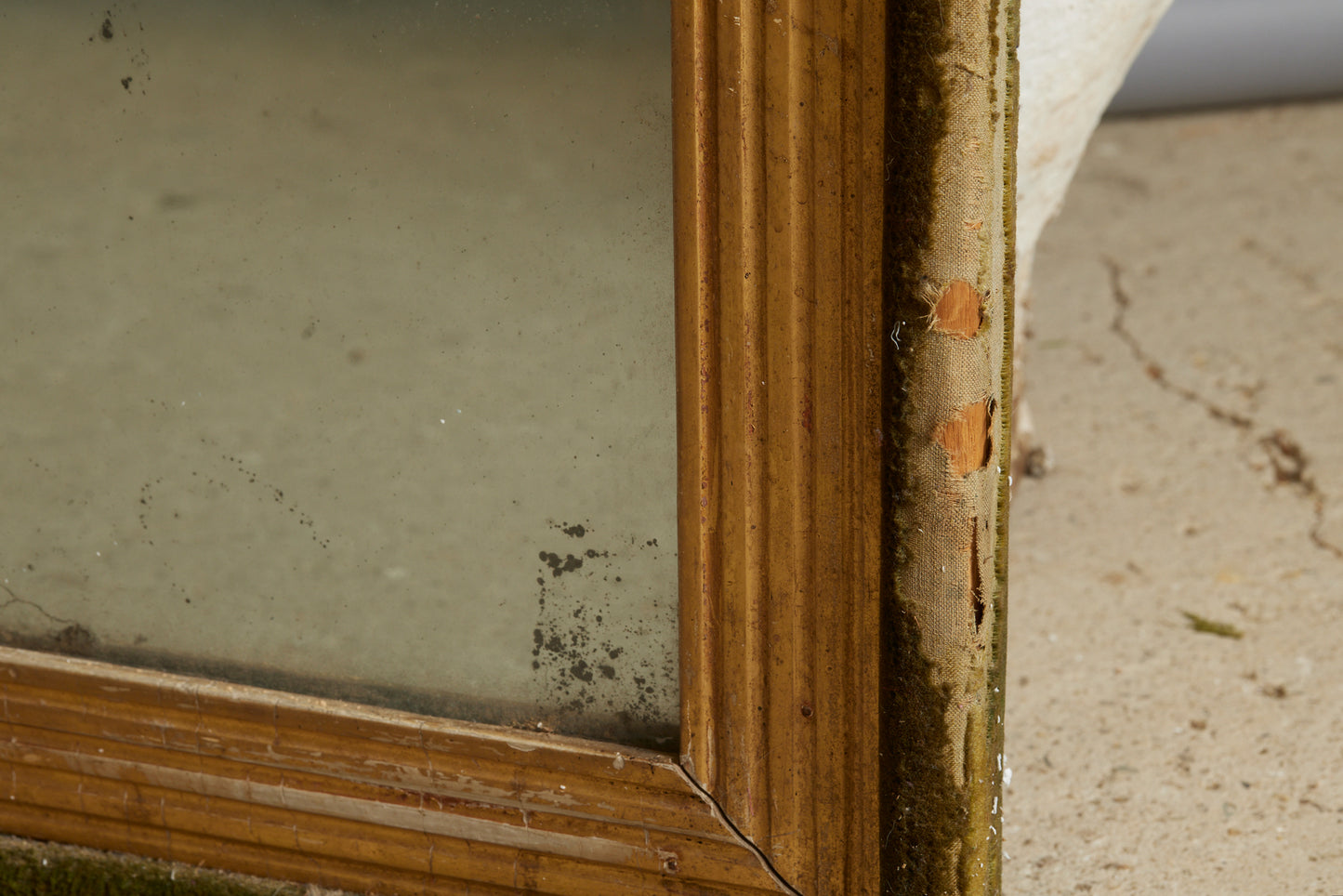 19th Century Two Part French Mirror with Green Velvet Frame