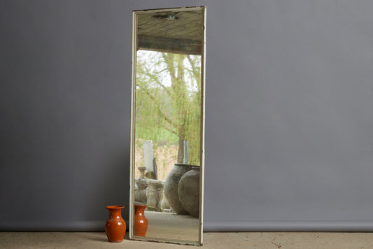 Early 20th Century Tall French Mirror with a Simple white Frame