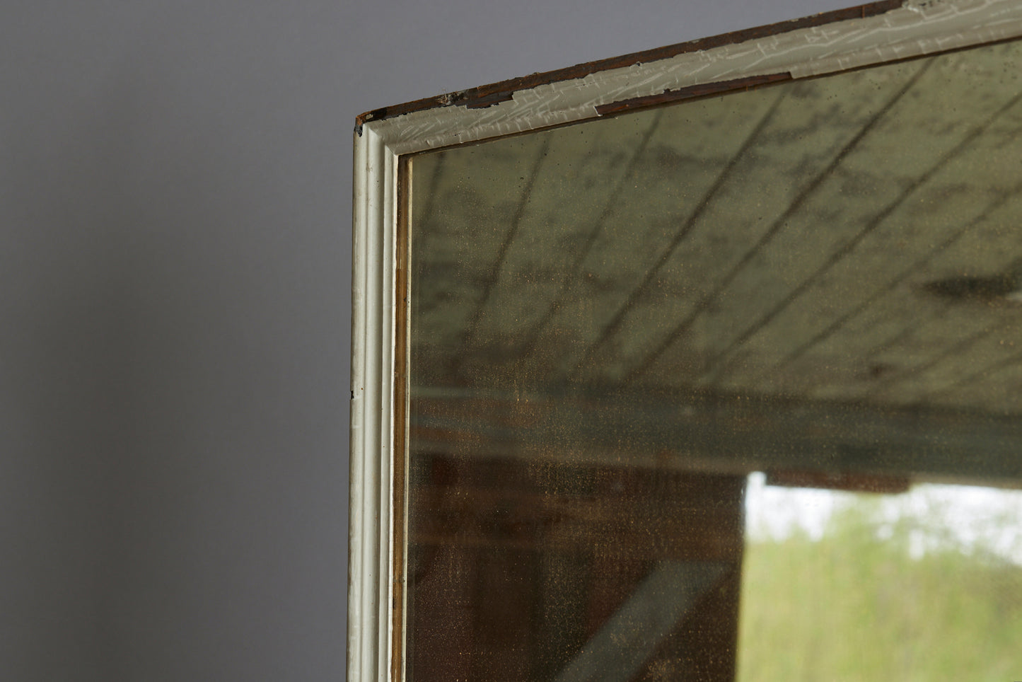 Early 20th Century Tall French Mirror with a Simple white Frame