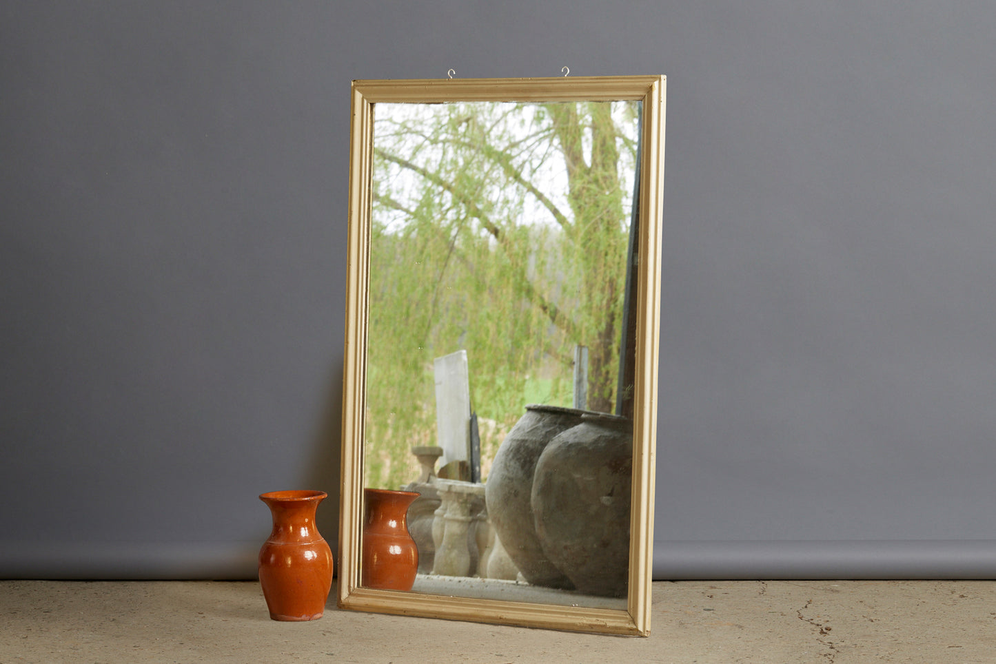 Medium Size French 19th Century Mirror with White Frame