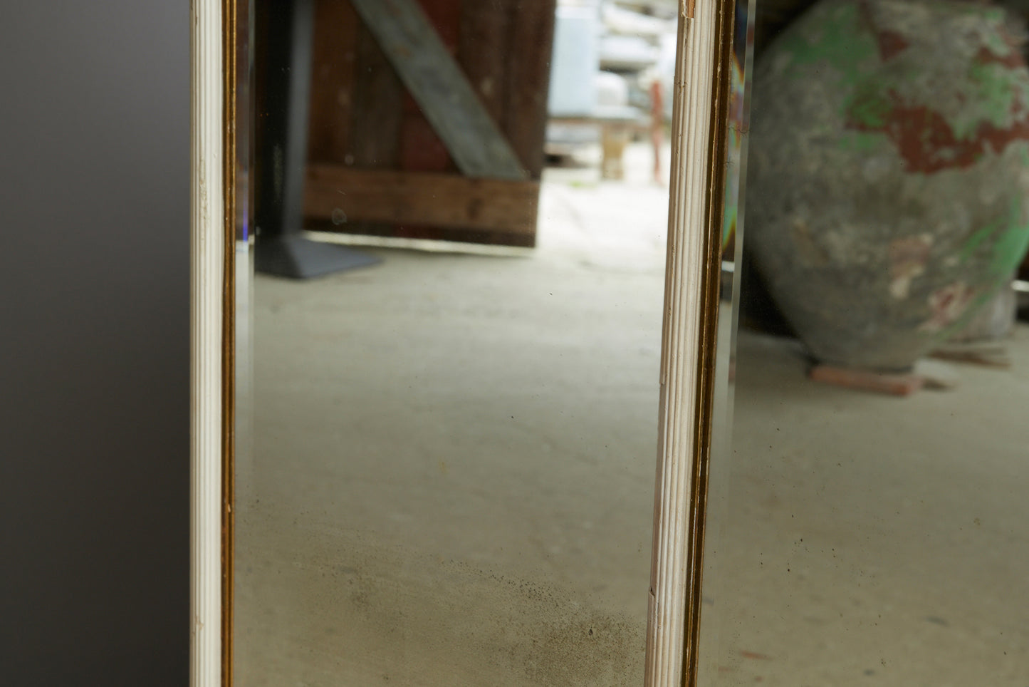Pair of Early 20th Century French White Framed Mirrors with Beveled Glass