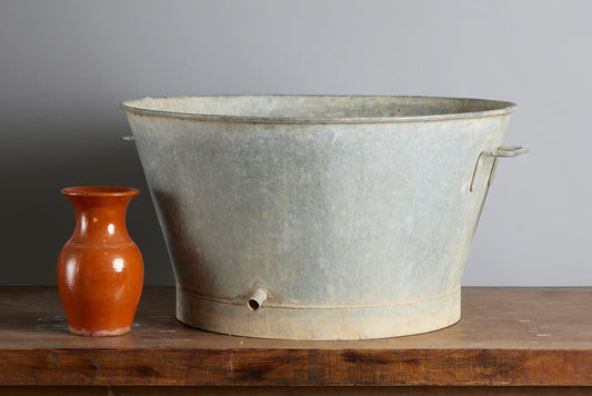 20th Century Large Round French Zinc Washing Tub