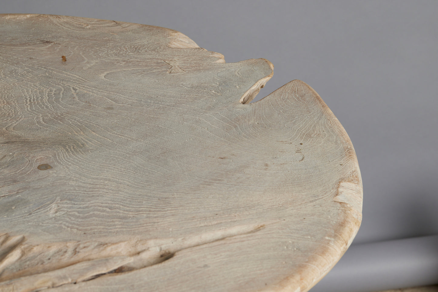 Bleached Round Top Solid Teak Base Side Table
