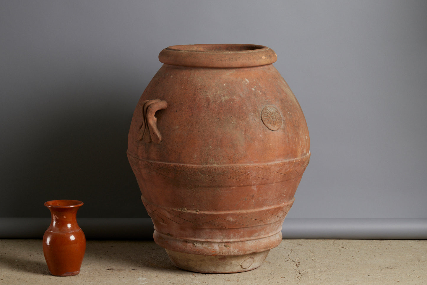 Large 19th Century Tuscan Oil Jar with a Stamped Impression of the Vineyard