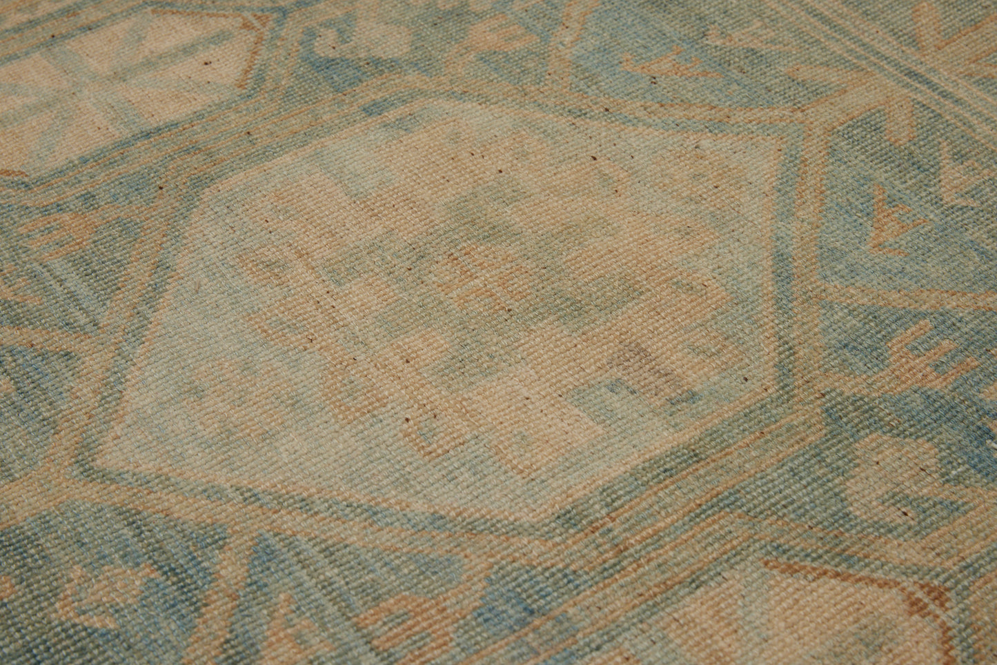 Pale Anatolian Runner with Repeating Medallions in Soft French Blue & Peach ................ (2' 8'' x 14' 7'')