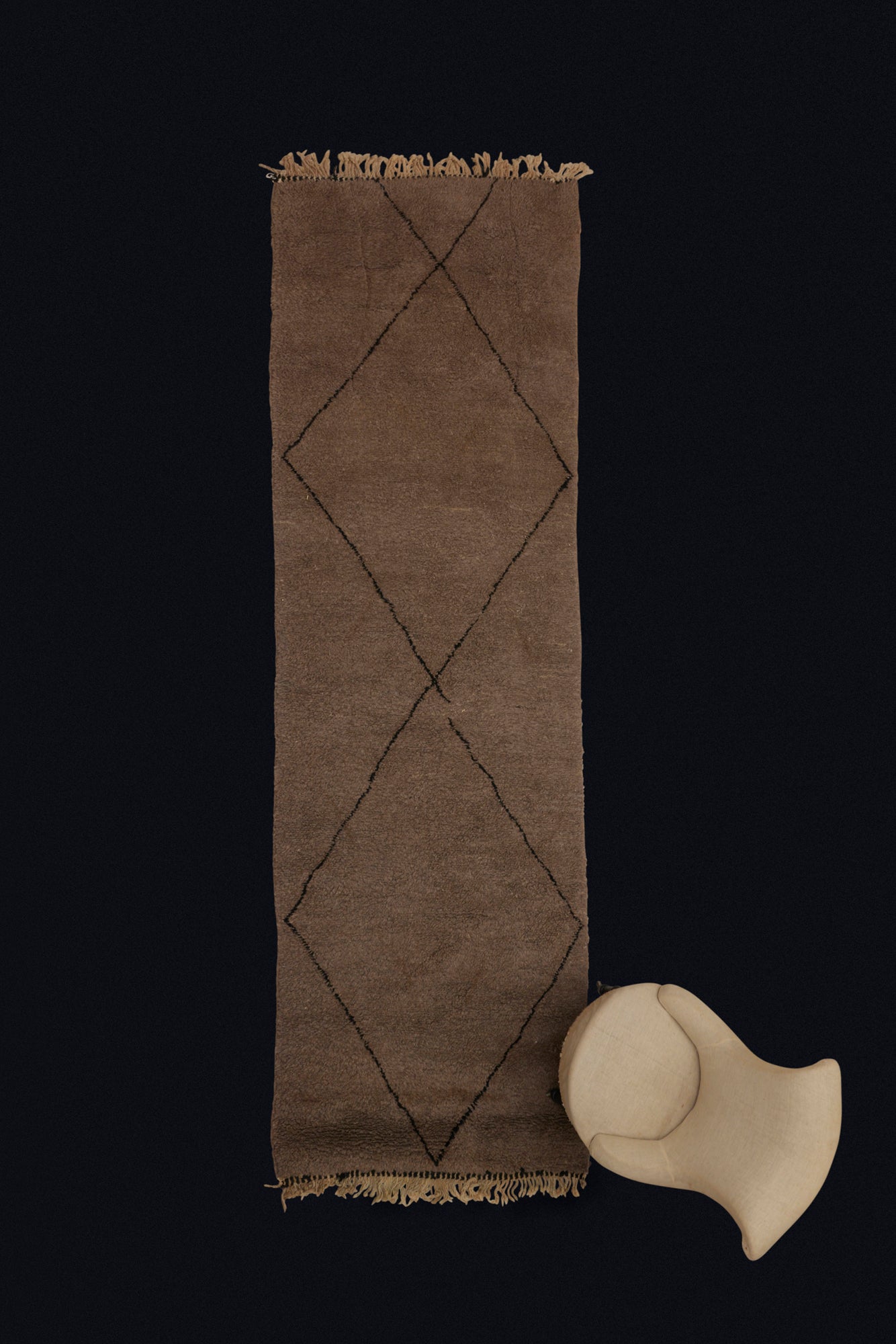 Natural Grey Beni Ourain with Dark Block Diamond Motif ................ (3' 9'' x 12' 9'')