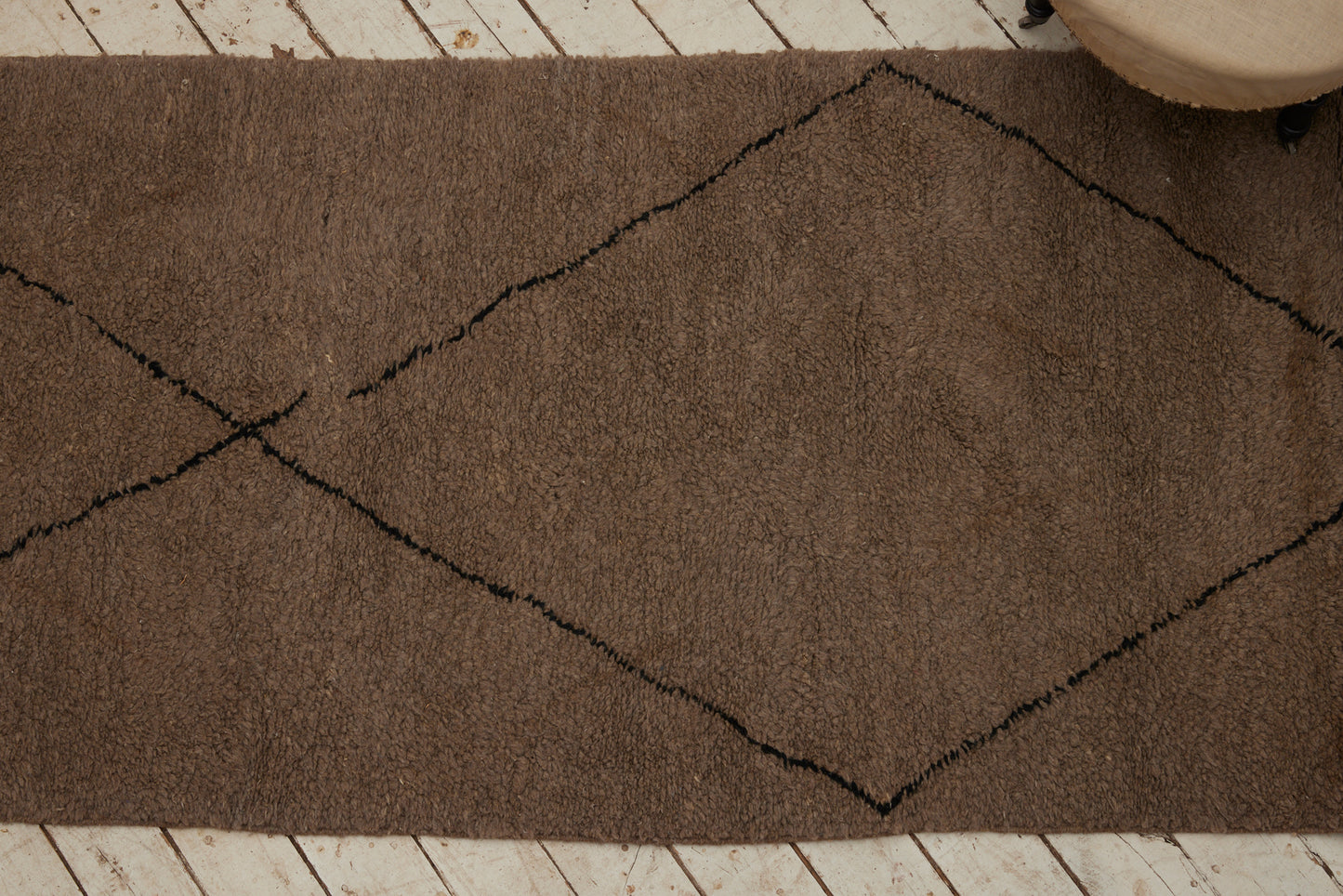 Natural Grey Beni Ourain with Dark Block Diamond Motif ................ (3' 9'' x 12' 9'')