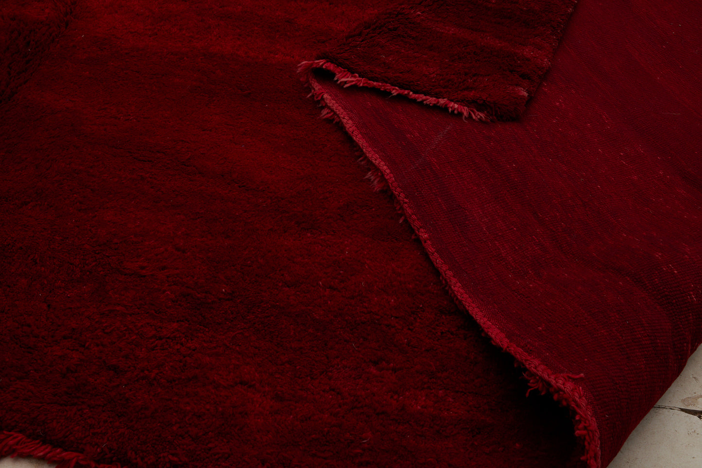 Extra Large Deep Cerise Red North Moroccan Chichaoua Carpet .............. (13'3'' x 13'5'')