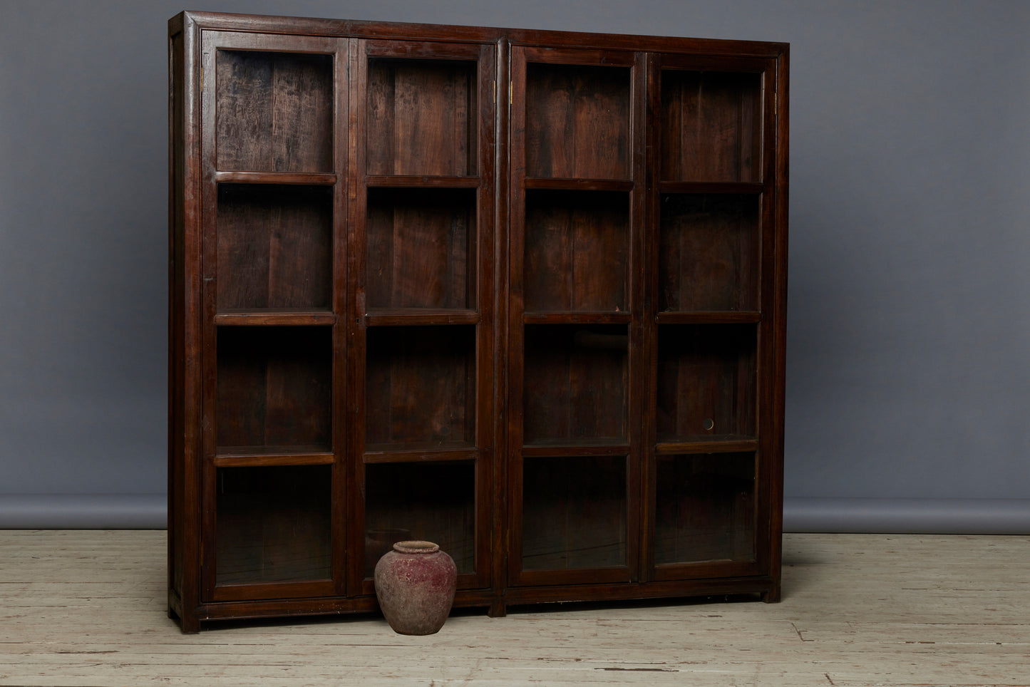 19th Century Four Door Teak Glass Fronted Bibliotheque Cabinet