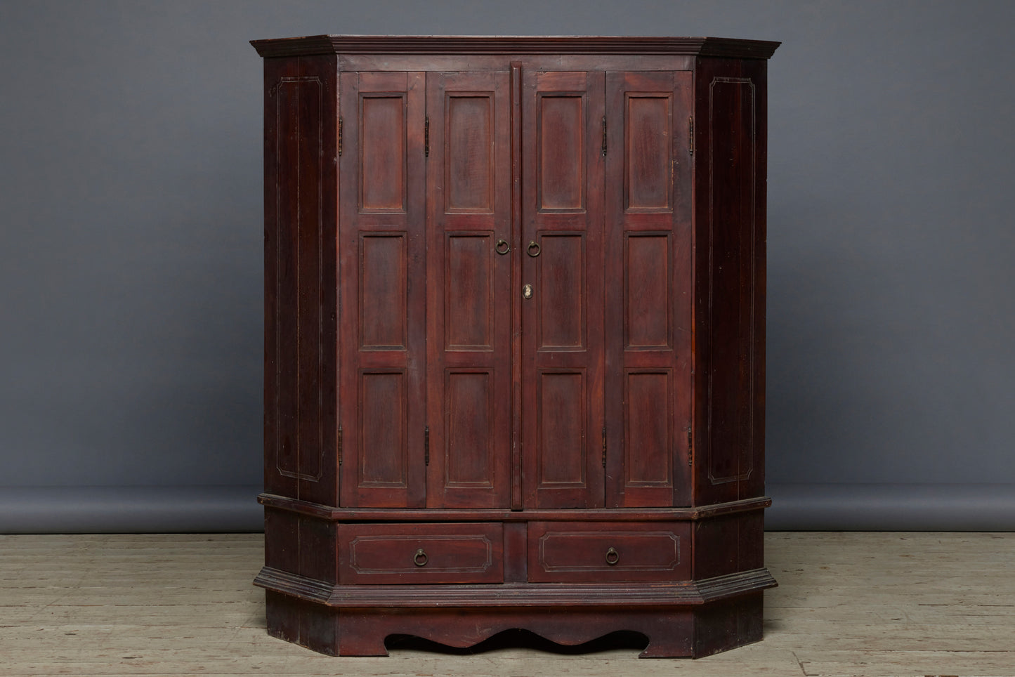 Dutch Colonial Corner Cabinet with Two Bi-fold Doors